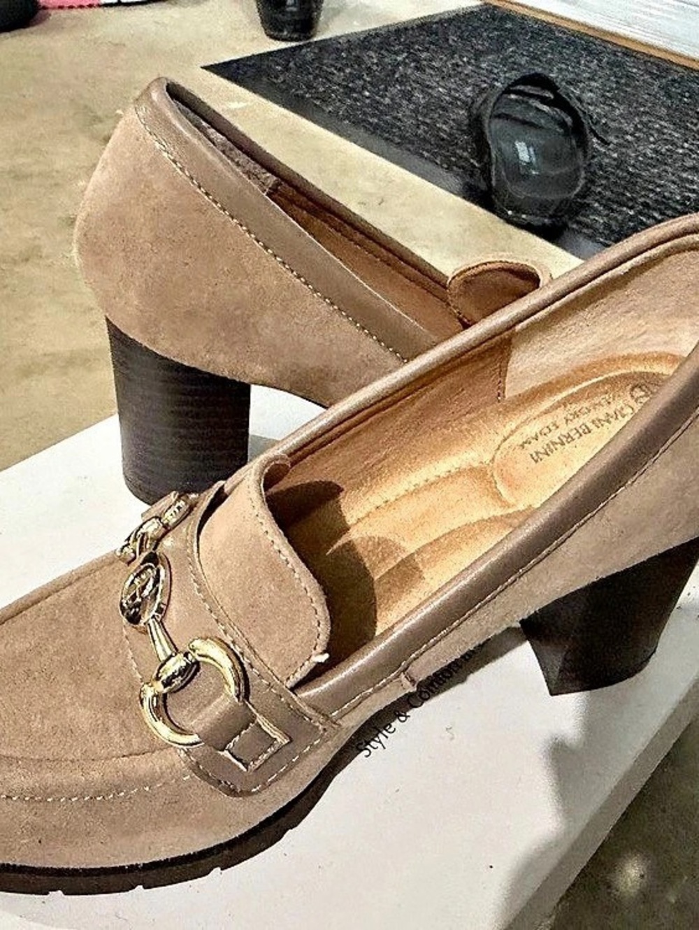 Giani Bernini Porshaal Block Heel Loafer Pumps Brown